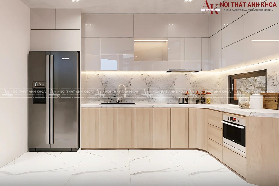 Tủ bếp hình chữ l hiện đại - Tối ưu diện tích Tủ bếp hình chữ l hiện đại - Tối ưu diện tích