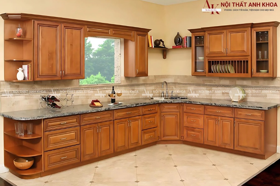 Tủ bếp gỗ tự nhiên cao cấp, thiết kế chuẩn công năng  Tủ bếp gỗ tự nhiên cao cấp, thiết kế chuẩn công năng