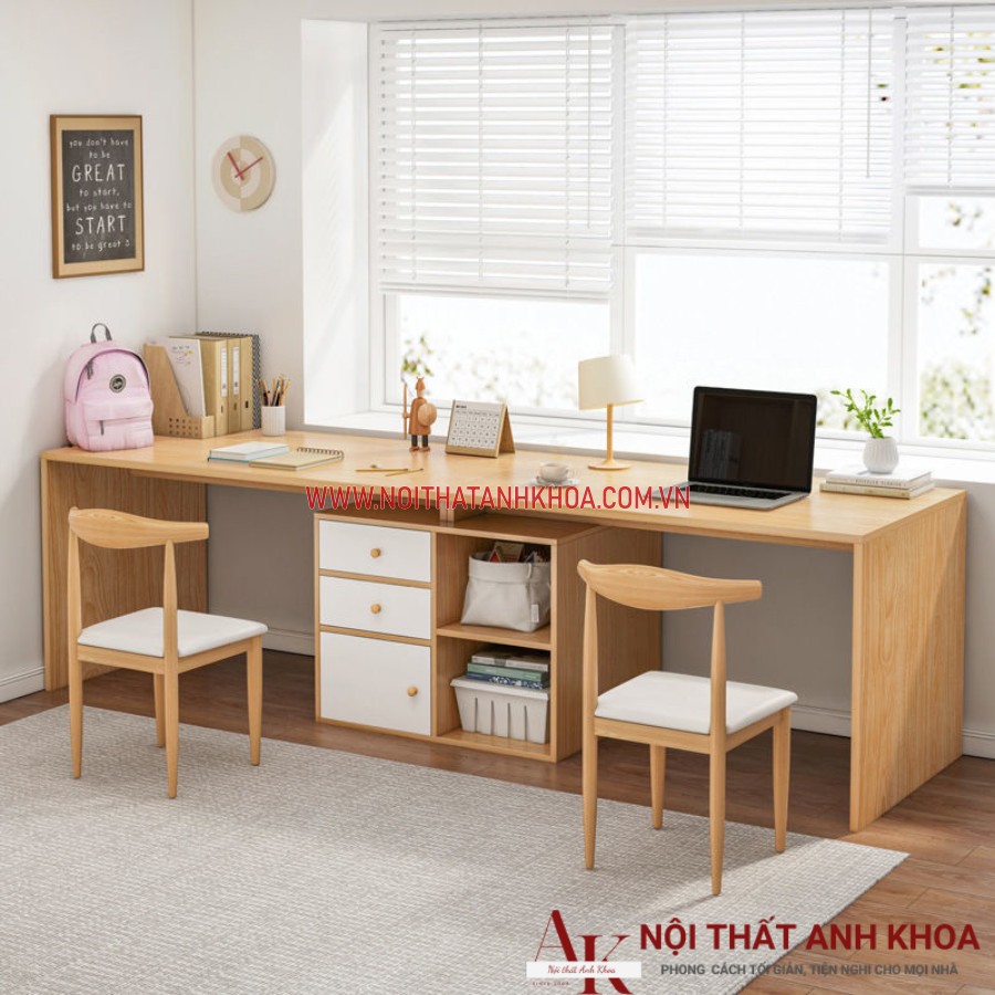 Bộ bàn học sinh đôi gỗ công nghiệp đẹp tiện lợi Bộ bàn học sinh đôi gỗ công nghiệp đẹp tiện lợi