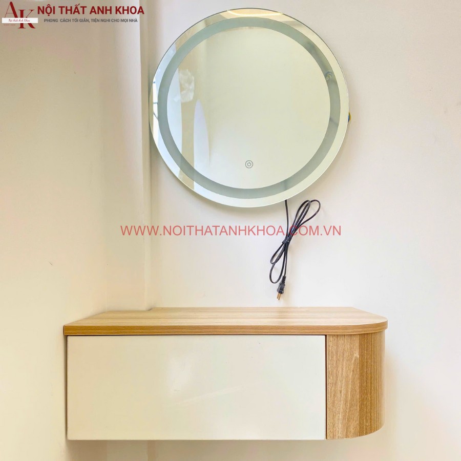 Bàn trang điểm treo tường gỗ MDF bo cạnh mềm mại Bàn trang điểm treo tường gỗ MDF bo cạnh mềm mại