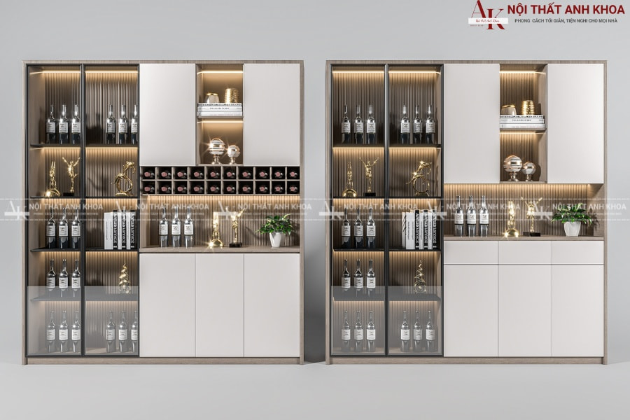 Tủ rượu cao cấp - Nghệ thuật từ gỗ, kính và ánh sáng Tủ rượu cao cấp - Nghệ thuật từ gỗ, kính và ánh sáng