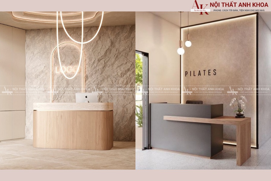 Mẫu quầy lễ tân spa đẹp với gỗ công nghiệp Mẫu quầy lễ tân spa đẹp với gỗ công nghiệp