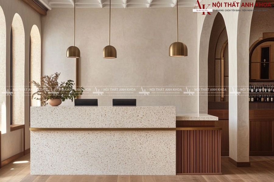Quầy lễ tân spa cao cấp phủ đá nhân tạo Quầy lễ tân spa cao cấp phủ đá nhân tạo