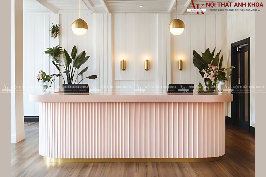 Quầy lễ tân spa đa năng tích hợp tủ kệ Quầy lễ tân spa đa năng tích hợp tủ kệ