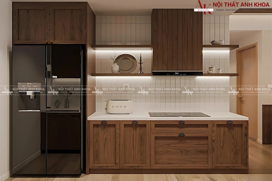 Mẫu tủ bếp An Cường tone gỗ ấm áp, sang trọng Mẫu tủ bếp An Cường tone gỗ ấm áp, sang trọng