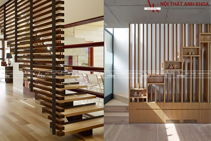 Vách ngăn cầu thang gỗ MDF cao cấp Vách ngăn cầu thang gỗ MDF cao cấp