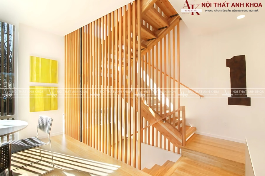 Vách ngăn cầu thang lam gỗ MDF Vách ngăn cầu thang lam gỗ MDF
