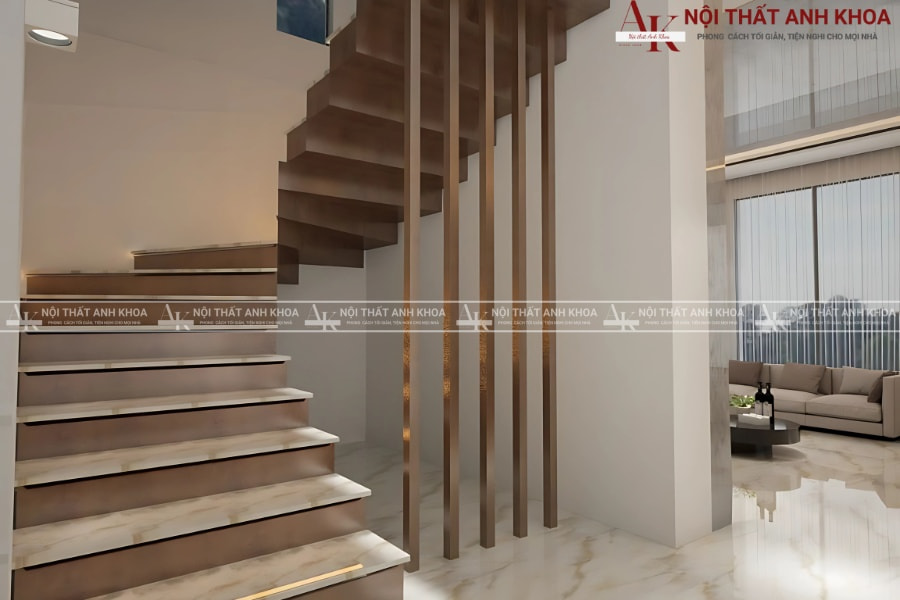 Vách ngăn cầu thang gỗ công nghiệp tại Anh Khoa Vách ngăn cầu thang gỗ công nghiệp tại Anh Khoa
