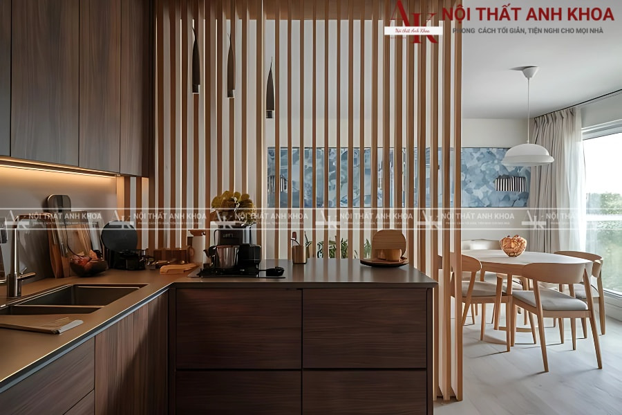 Vách ngăn lam gỗ phòng bếp - Tinh tế, tối giản Vách ngăn lam gỗ phòng bếp - Tinh tế, tối giản