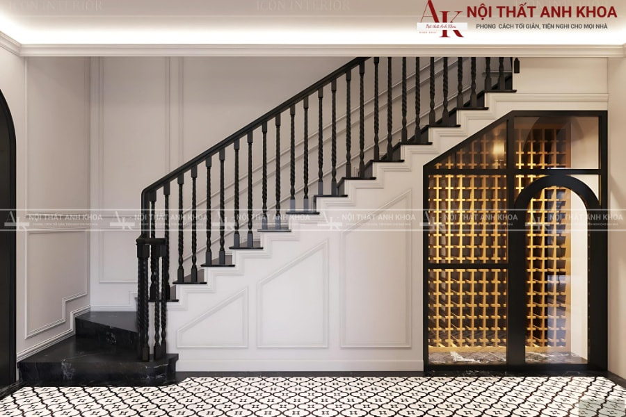 Tủ âm cầu thang gỗ MDF cánh kính - Sang trọng, hiện đại Tủ âm cầu thang gỗ MDF cánh kính - Sang trọng, hiện đại