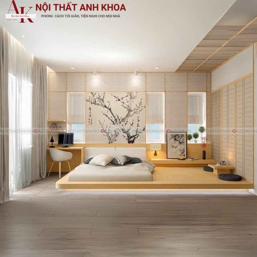 Giường ngủ thiết kế kiểu Nhật Bản tại Anh Khoa Giường ngủ thiết kế kiểu Nhật Bản tại Anh Khoa