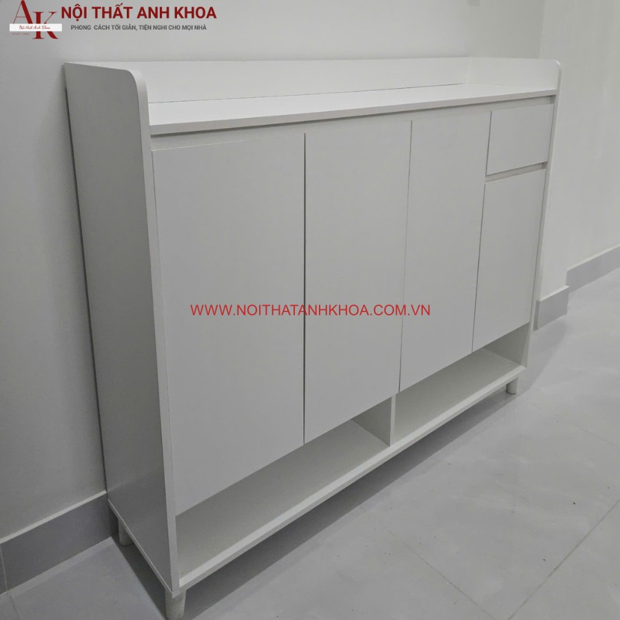 Tủ giày gỗ MDF gam màu trắng thanh lịch Tủ giày gỗ MDF gam màu trắng thanh lịch