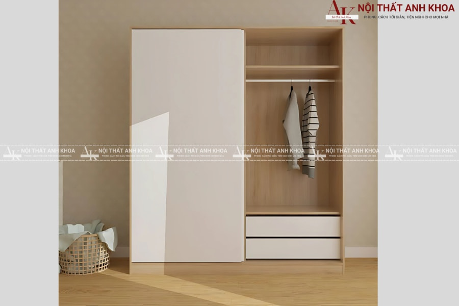 Thiết kế tủ áo cửa kéo ngang gọn gàng Thiết kế tủ áo cửa kéo ngang gọn gàng