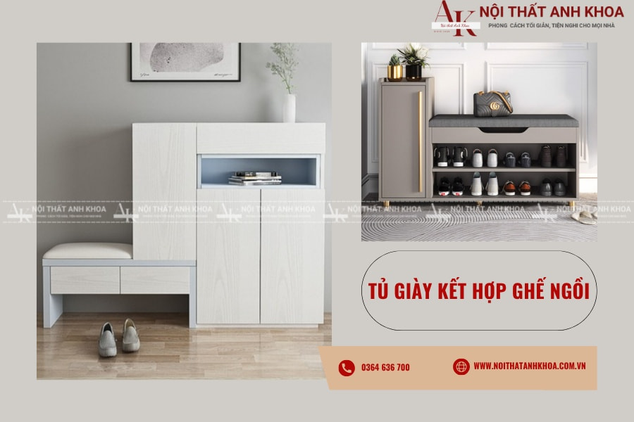 Tủ giày kết hợp ghế ngồi - Giải pháp lưu trữ thông minh, thẩm mỹ cao Tủ giày kết hợp ghế ngồi - Giải pháp lưu trữ thông minh, thẩm mỹ cao