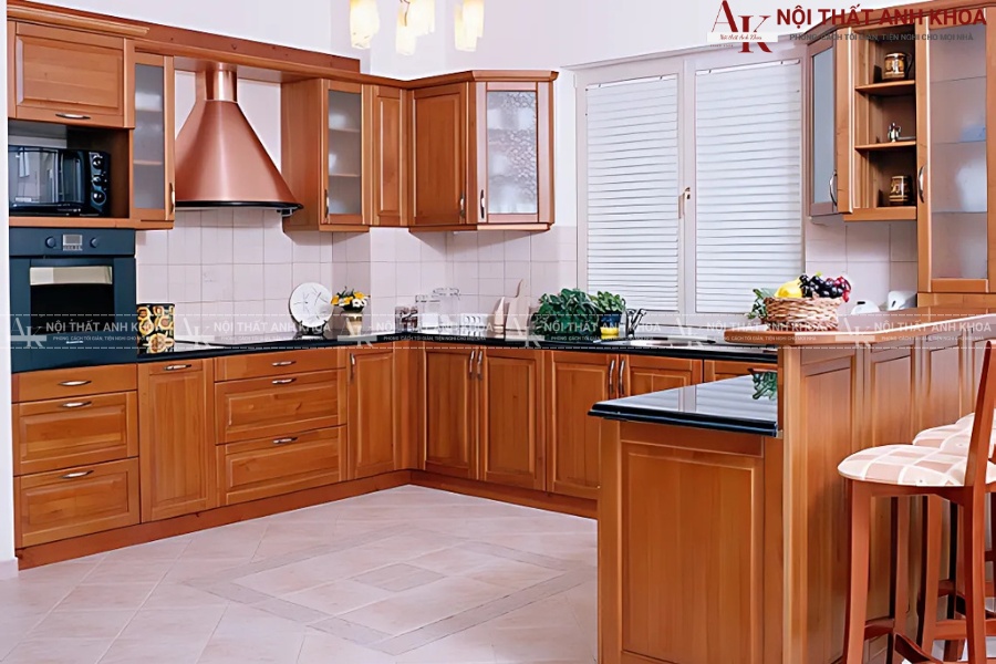 Tủ bếp gỗ tự nhiên thiết kế tối giản, hiện đại cho nhà phố Tủ bếp gỗ tự nhiên thiết kế tối giản, hiện đại cho nhà phố
