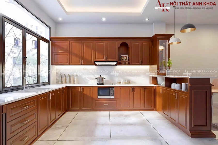 Tủ bếp gỗ tự nhiên chữ U - Giải pháp hoàn hảo cho nhà nhỏ Tủ bếp gỗ tự nhiên chữ U - Giải pháp hoàn hảo cho nhà nhỏ