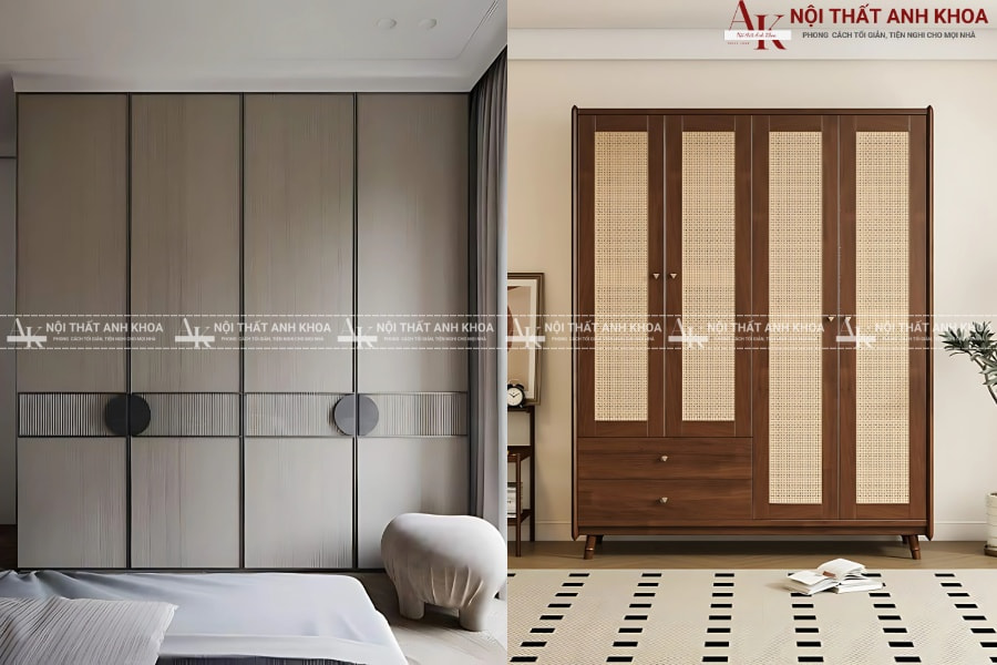 Tủ áo 4 cánh gỗ công nghiệp chống ẩm, cao cấp Tủ áo 4 cánh gỗ công nghiệp chống ẩm, cao cấp