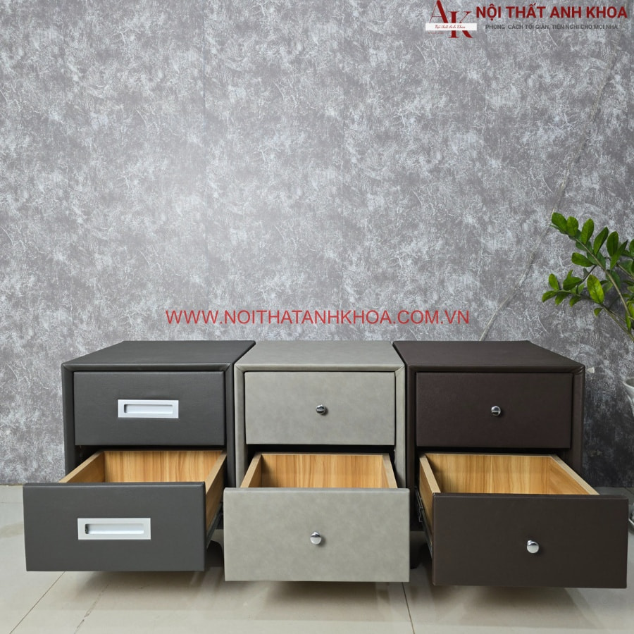 Ngăn kéo kệ đầu giường gỗ công nghiệp đẹp bọc nệm đa dạng màu sắc giá rẻ Ngăn kéo kệ đầu giường gỗ công nghiệp đẹp bọc nệm đa dạng màu sắc giá rẻ
