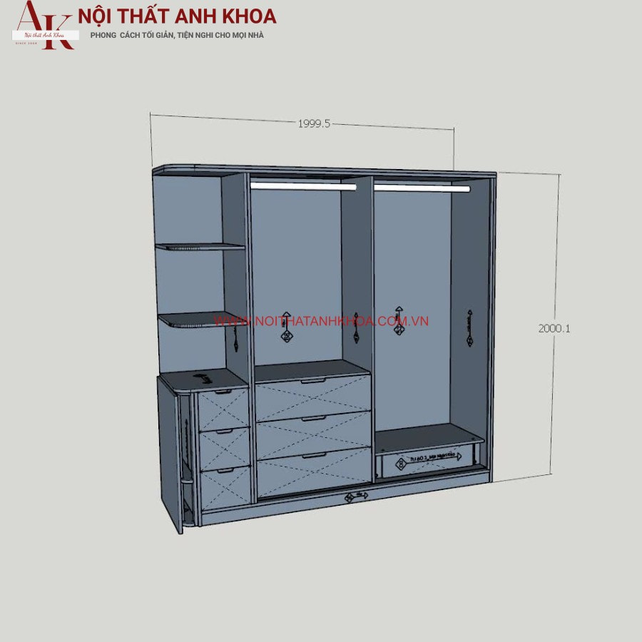 Tủ quần áo gỗ công nghiệp MDF bền đẹp, giá tốt Tủ quần áo gỗ công nghiệp MDF bền đẹp, giá tốt
