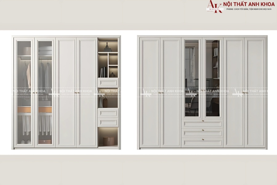 Mẫu tủ quần áo màu trắng gỗ công nghiệp - Bền đẹp, giá bền Mẫu tủ quần áo màu trắng gỗ công nghiệp - Bền đẹp, giá bền