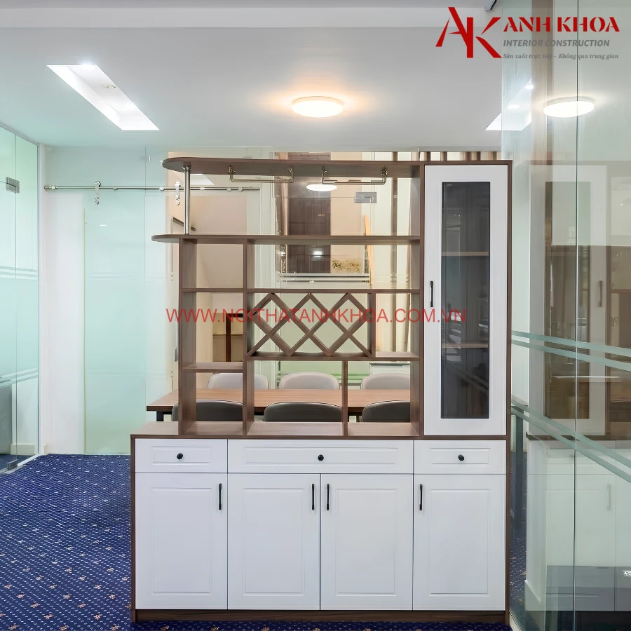 Vách ngăn phòng khách kết hợp tủ rượu gỗ MDF Vách ngăn phòng khách kết hợp tủ rượu gỗ MDF