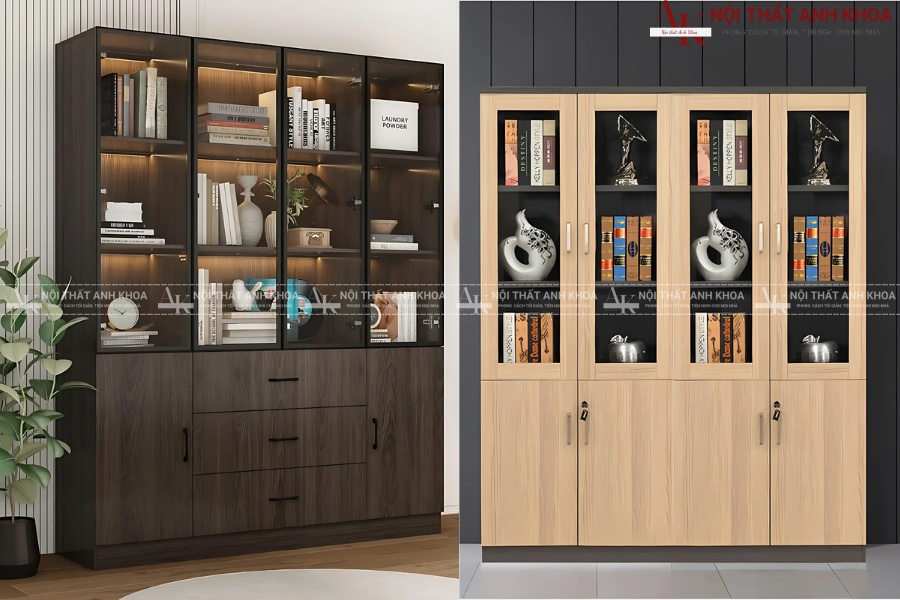 Mẫu tủ hồ sơ văn phòng cửa kính đẹp, sang trọng Mẫu tủ hồ sơ văn phòng cửa kính đẹp, sang trọng