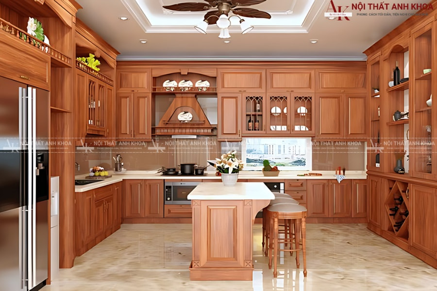 Tủ bếp gỗ tự nhiên cao cấp cho không gian bếp đẳng cấp Tủ bếp gỗ tự nhiên cao cấp cho không gian bếp đẳng cấp