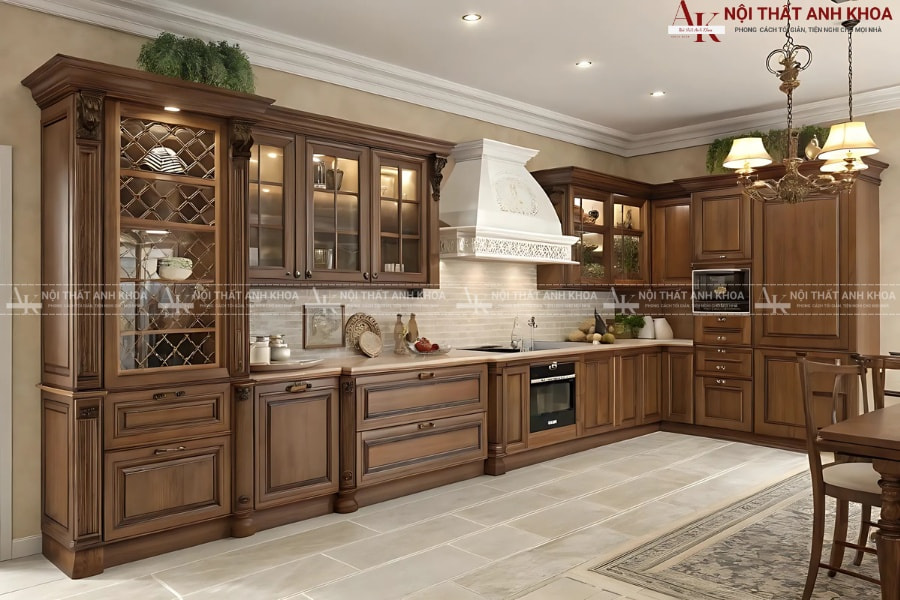 Mẫu tủ bếp gỗ tự nhiên cho nhà ống đẹp hiện đại Mẫu tủ bếp gỗ tự nhiên cho nhà ống đẹp hiện đại
