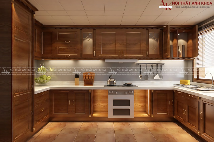Tủ bếp gỗ hiện đại phong cách tối giản Tủ bếp gỗ hiện đại phong cách tối giản