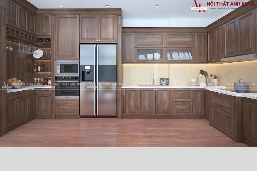 Tủ bếp gỗ tự nhiên óc chó - Đẹp, độc lạ Tủ bếp gỗ tự nhiên óc chó - Đẹp, độc lạ