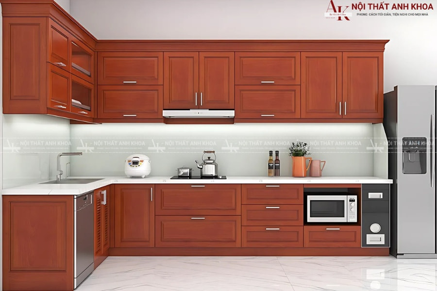 Tủ bếp gỗ xoan đào - Đẹp cho mọi diện tích Tủ bếp gỗ xoan đào - Đẹp cho mọi diện tích