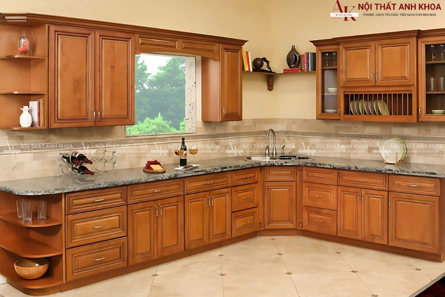 Tủ bếp gỗ tự nhiên thiết kế thông minh, đẹp và tiện lợi Tủ bếp gỗ tự nhiên thiết kế thông minh, đẹp và tiện lợi