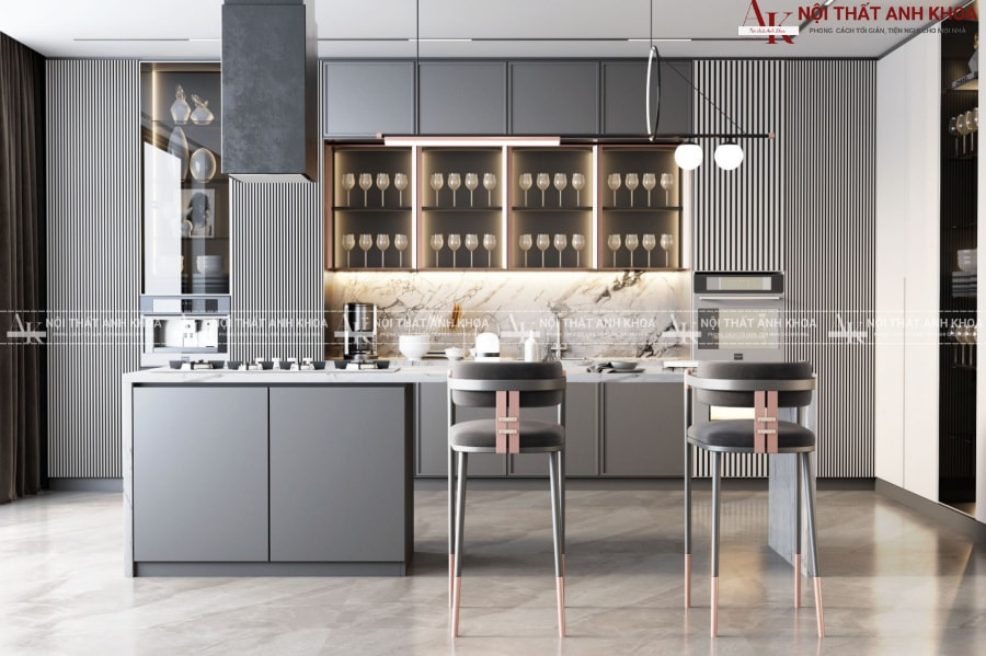Mẫu tủ bếp gỗ công nghiệp - Thiết kế thông minh cho nhà ống Mẫu tủ bếp gỗ công nghiệp - Thiết kế thông minh cho nhà ống