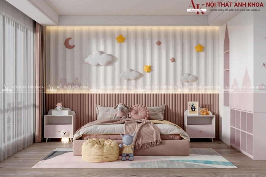 Phòng ngủ bé gái màu hồng ngọt ngào cổ điển Phòng ngủ bé gái màu hồng ngọt ngào cổ điển