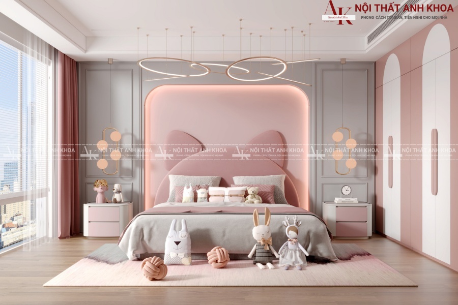 Mẫu phòng ngủ bé gái phong cách hiện đại, tối giản  Mẫu phòng ngủ bé gái phong cách hiện đại, tối giản