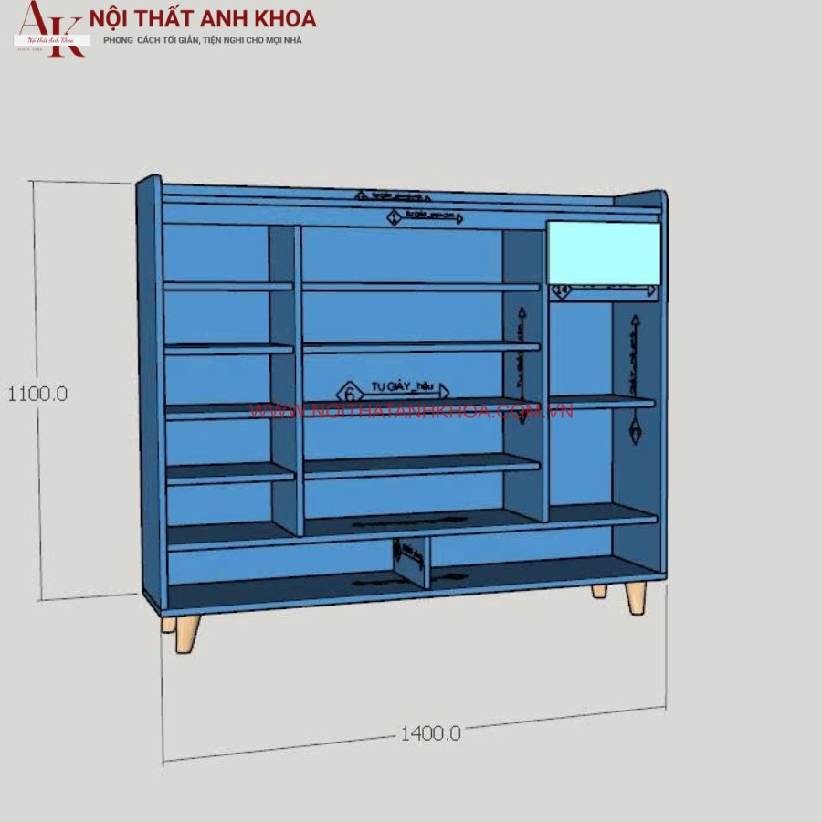 Tủ giày gỗ công nghiệp MDF phủ melamine cao cấp Tủ giày gỗ công nghiệp MDF phủ melamine cao cấp
