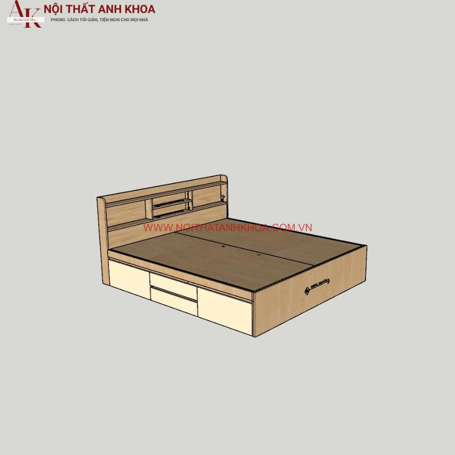 Giường ngủ gỗ công nghiệp MDF nhiều ngăn kéo tiện lợi Giường ngủ gỗ công nghiệp MDF nhiều ngăn kéo tiện lợi