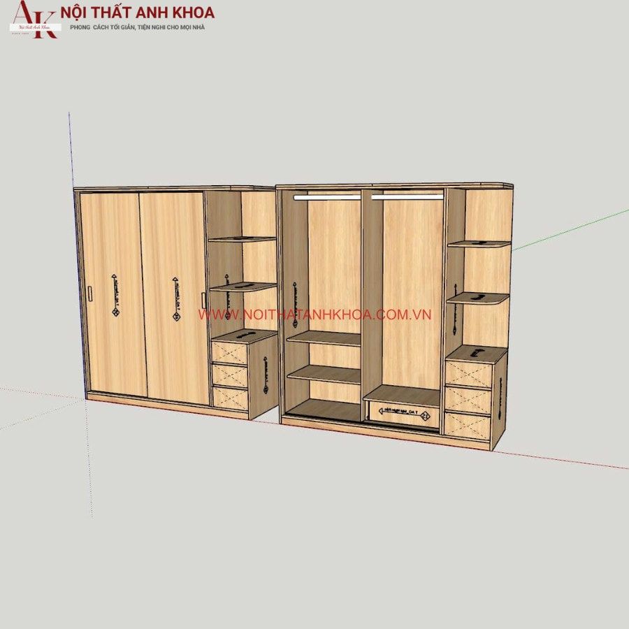 Tủ quần áo cửa lùa gỗ công nghiệp MDF giá tốt Tủ quần áo cửa lùa gỗ công nghiệp MDF giá tốt