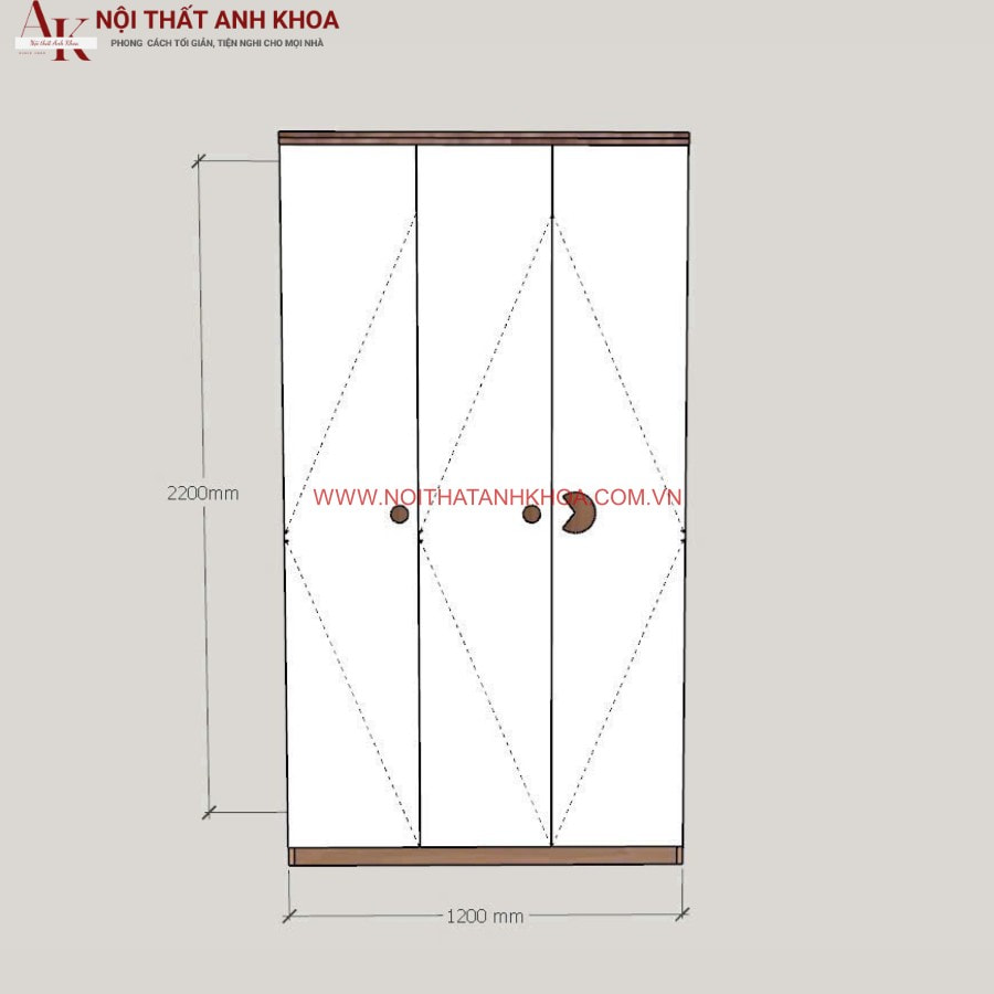 Tủ quần áo 3 cánh gỗ công nghiệp phối màu đẹp Tủ quần áo 3 cánh gỗ công nghiệp phối màu đẹp