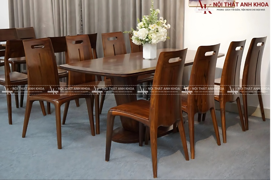 Bộ bàn ăn 8 ghế chữ nhật khung gỗ tự nhiên Bộ bàn ăn 8 ghế chữ nhật khung gỗ tự nhiên