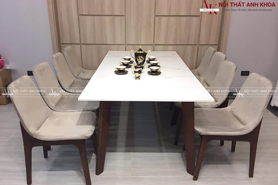 Bàn ăn mặt đá 8 ghế - Hiện đại, đẳng cấp Bàn ăn mặt đá 8 ghế - Hiện đại, đẳng cấp