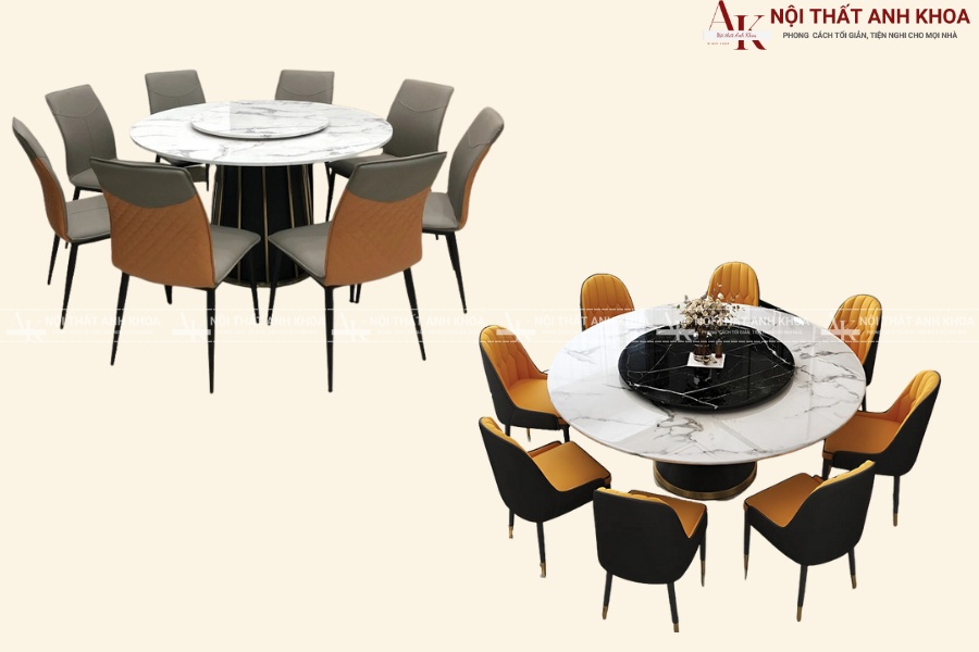 Bàn ăn tròn 8 ghế - Vẻ đẹp cân đối, hài hòa Bàn ăn tròn 8 ghế - Vẻ đẹp cân đối, hài hòa