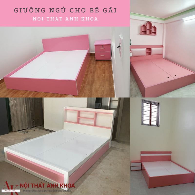 Giường Ngủ Cho Bé Gái Gỗ Công Nghiệp