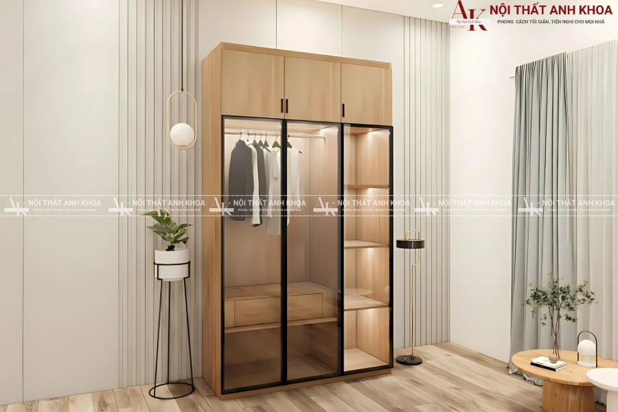 Mẫu tủ quần áo 3 cánh tối giản, tinh tế Mẫu tủ quần áo 3 cánh tối giản, tinh tế