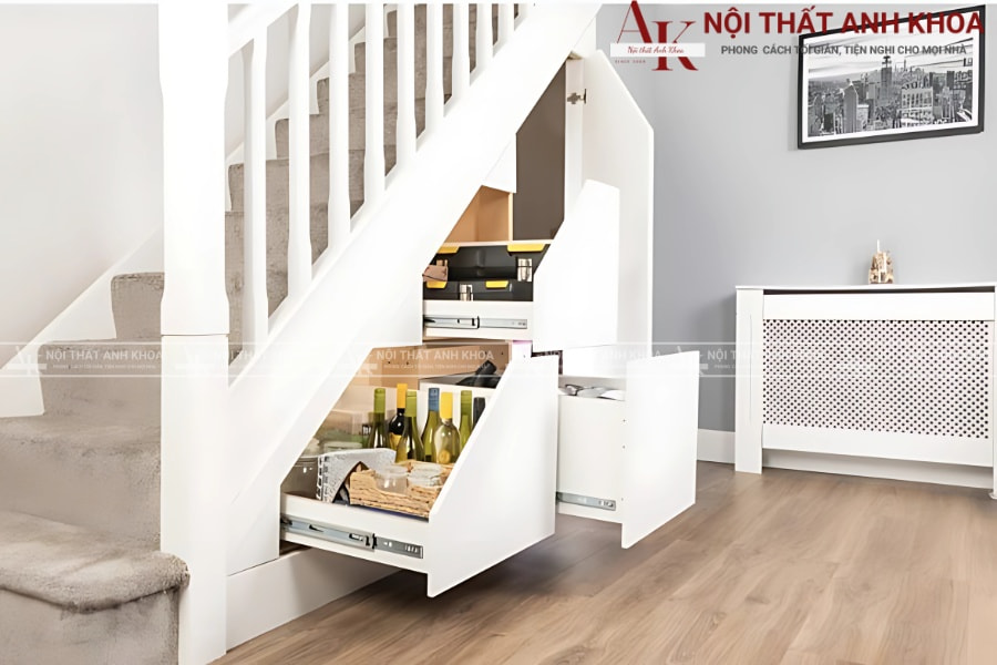 Tủ kéo gầm cầu thang - Giải pháp đa năng tiện lợi Tủ kéo gầm cầu thang - Giải pháp đa năng tiện lợi