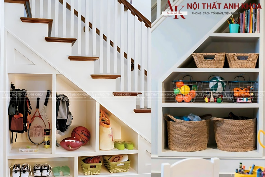 Gầm cầu thang không còn bỏ phí nhờ tủ gỗ MDF Gầm cầu thang không còn bỏ phí nhờ tủ gỗ MDF