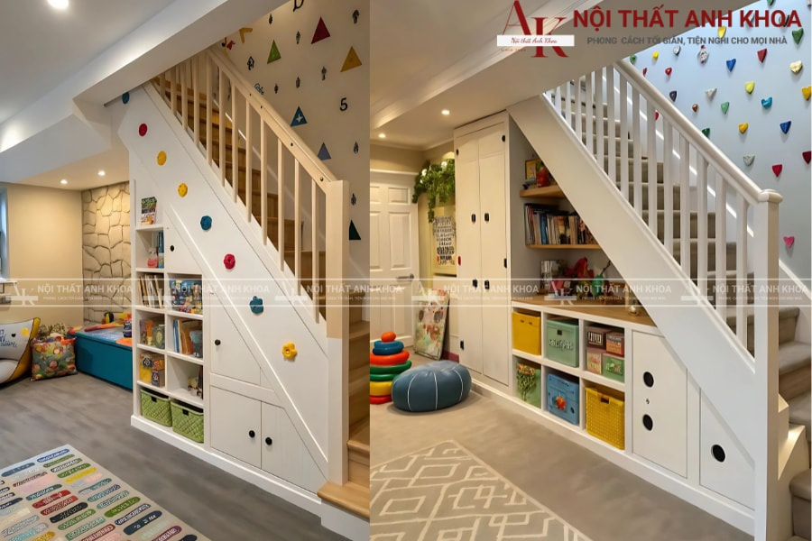 Tủ gầm cầu thang gỗ MDF - Lựa chọn của nhà hiện đại Tủ gầm cầu thang gỗ MDF - Lựa chọn của nhà hiện đại