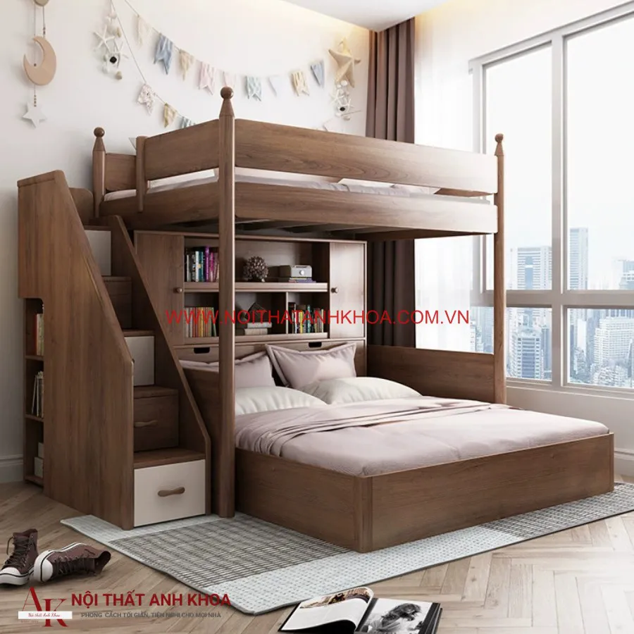 Giường Tầng Gỗ Công Nghiệp Có Cầu Thang Đẹp Hiện Đại Giường Tầng Gỗ Công Nghiệp Có Cầu Thang Đẹp Hiện Đại