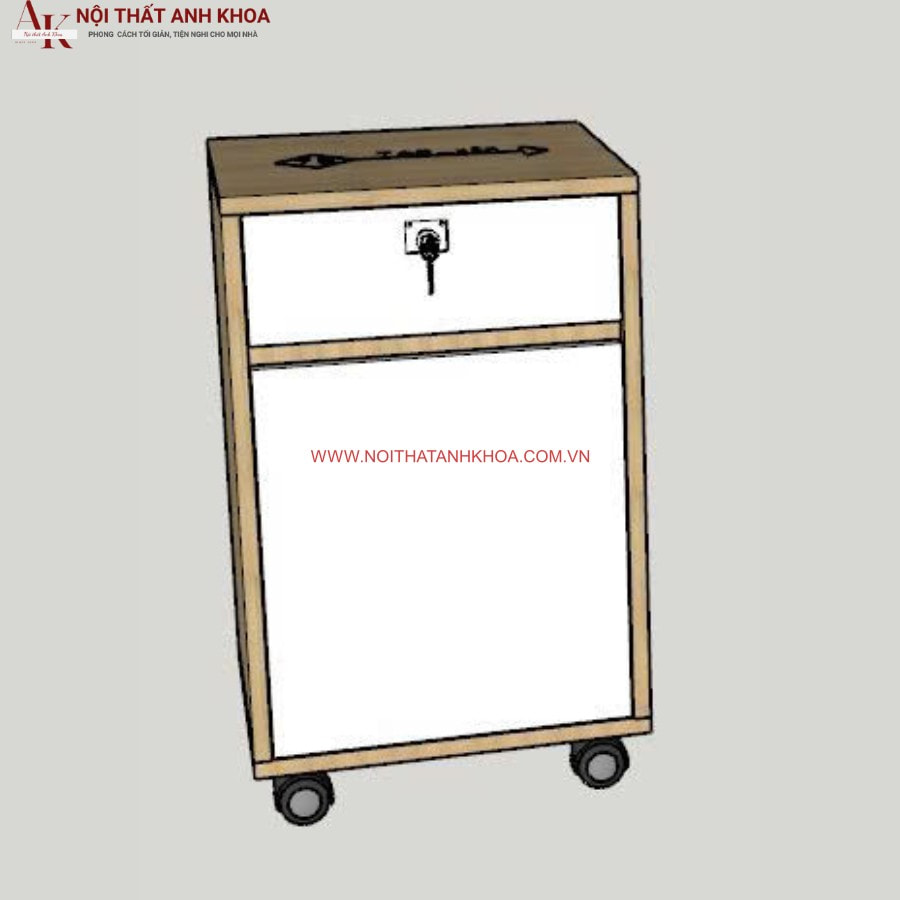 Tủ đầu giường gỗ công nghiệp MDF màu vàng vân gỗ phối trắng Tủ đầu giường gỗ công nghiệp MDF màu vàng vân gỗ phối trắng