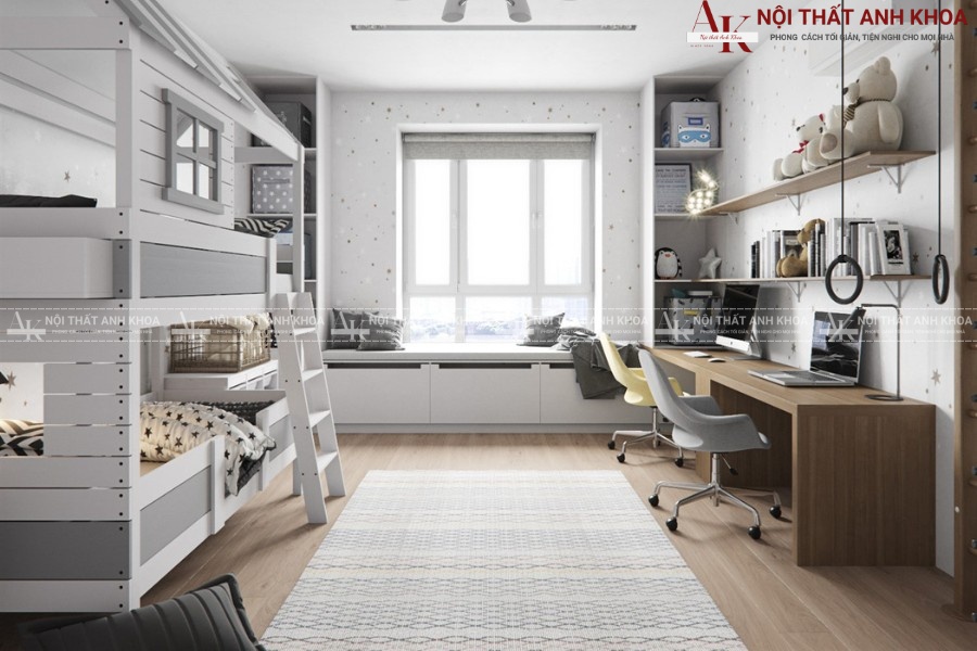 Phòng ngủ 2 bé trai nhỏ vẫn rộng thoáng bất ngờ Phòng ngủ 2 bé trai nhỏ vẫn rộng thoáng bất ngờ